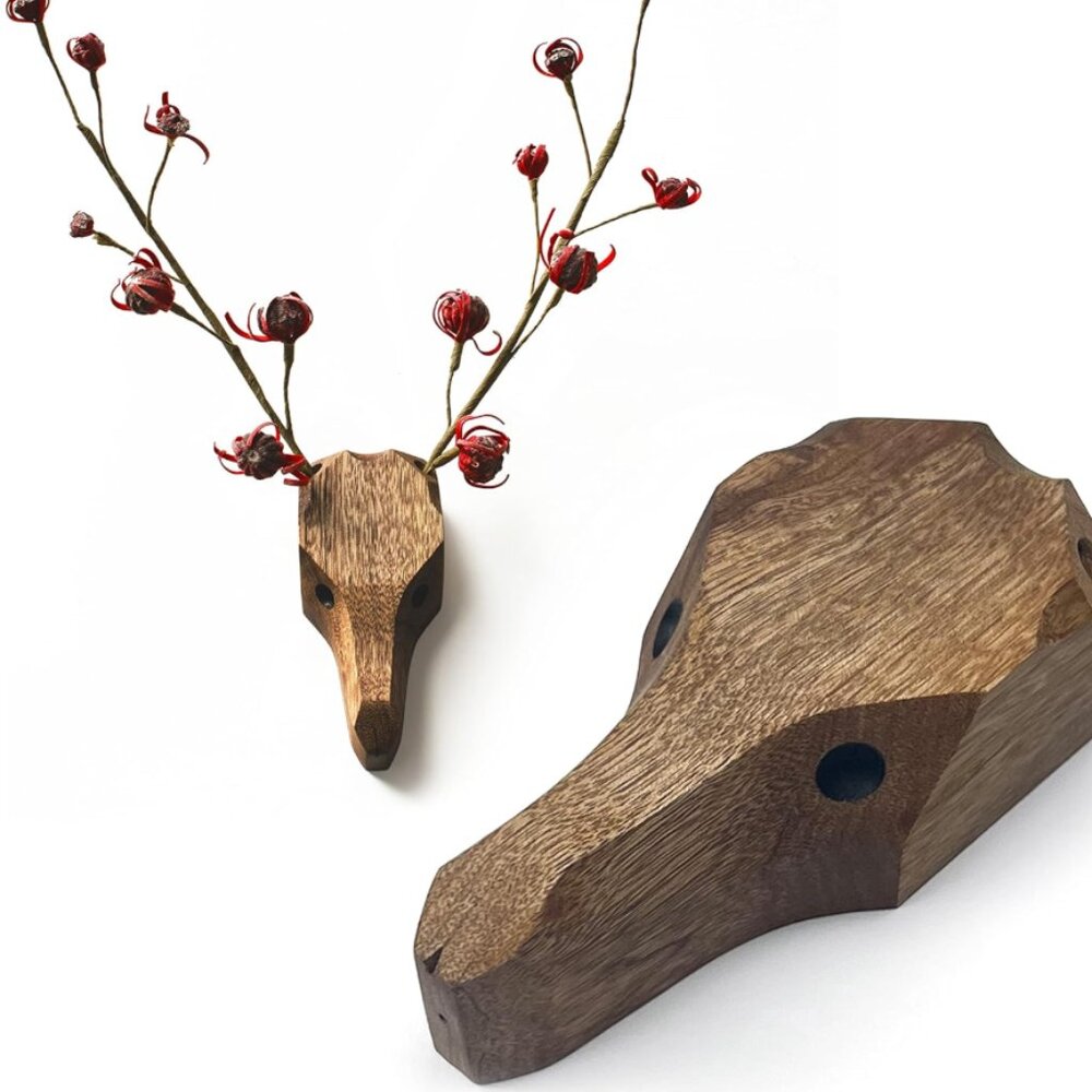 Wood Deer Head Wall Decor